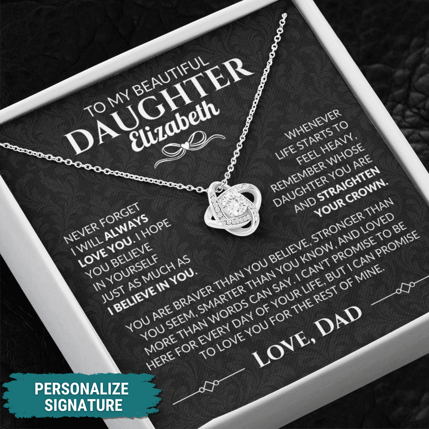 Personalized To My Daughter "Straighten Your Crown" Necklace