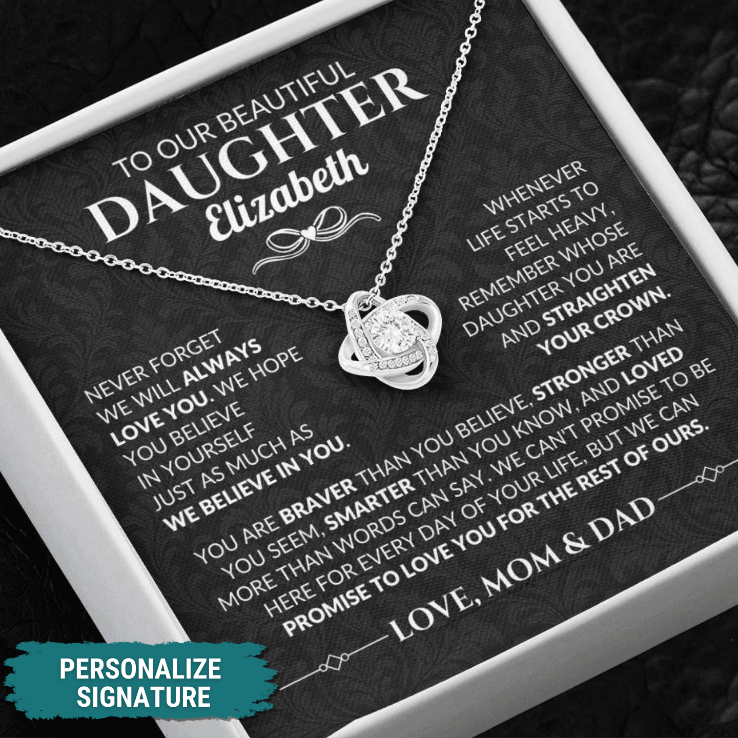 Personalized To Our Daughter "Straighten Your Crown" Necklace
