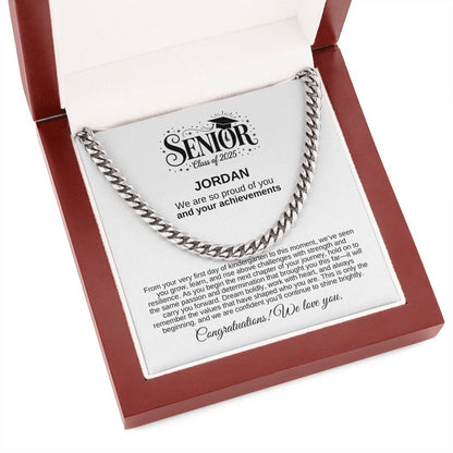 Personalized 2025 Graduation "We Are So Proud" Cuban Link Necklace