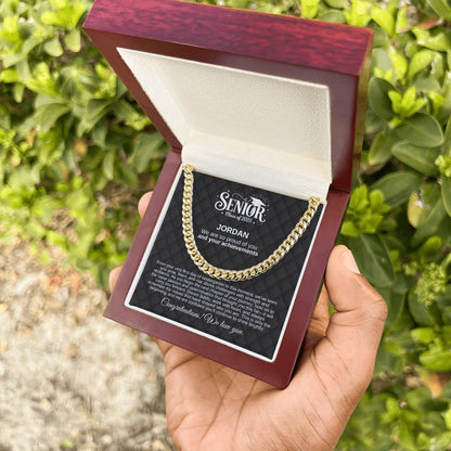Personalized Black Lux 2025 Graduation "We Are So Proud" Cuban Link Necklace