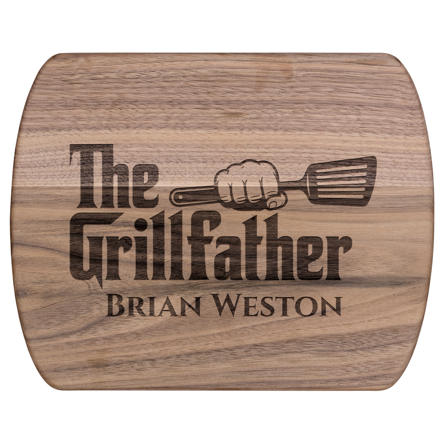 The Grillfather | Personalized Hardwood Oval Cutting Board