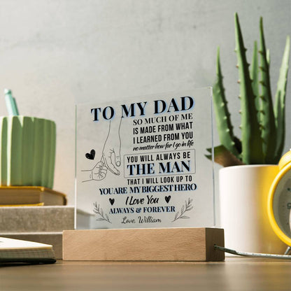To Dad, My Biggest Hero – Personalized Dad LED Plaque