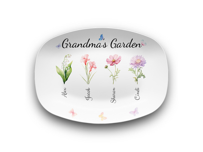 Personalized Grandma's / Mom's Garden Birth Flower Platter