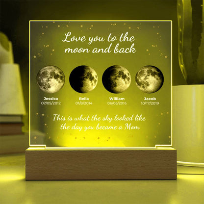 Personalized "The Moon on the Day You Became Mom" LED Acrylic Plaque