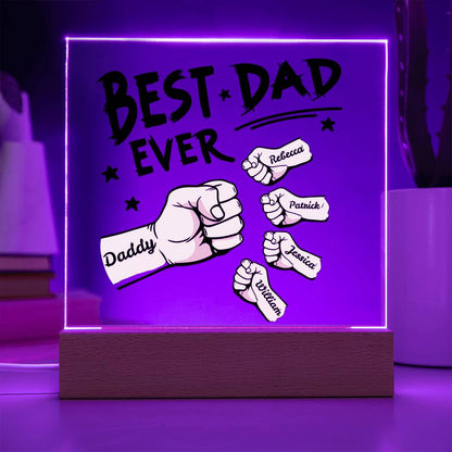 Personalized ‘Best Dad’ Fist Bump Plaque with LED Base