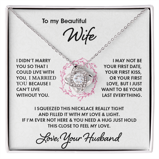 To My Beautiful Wife Love Knot Necklace