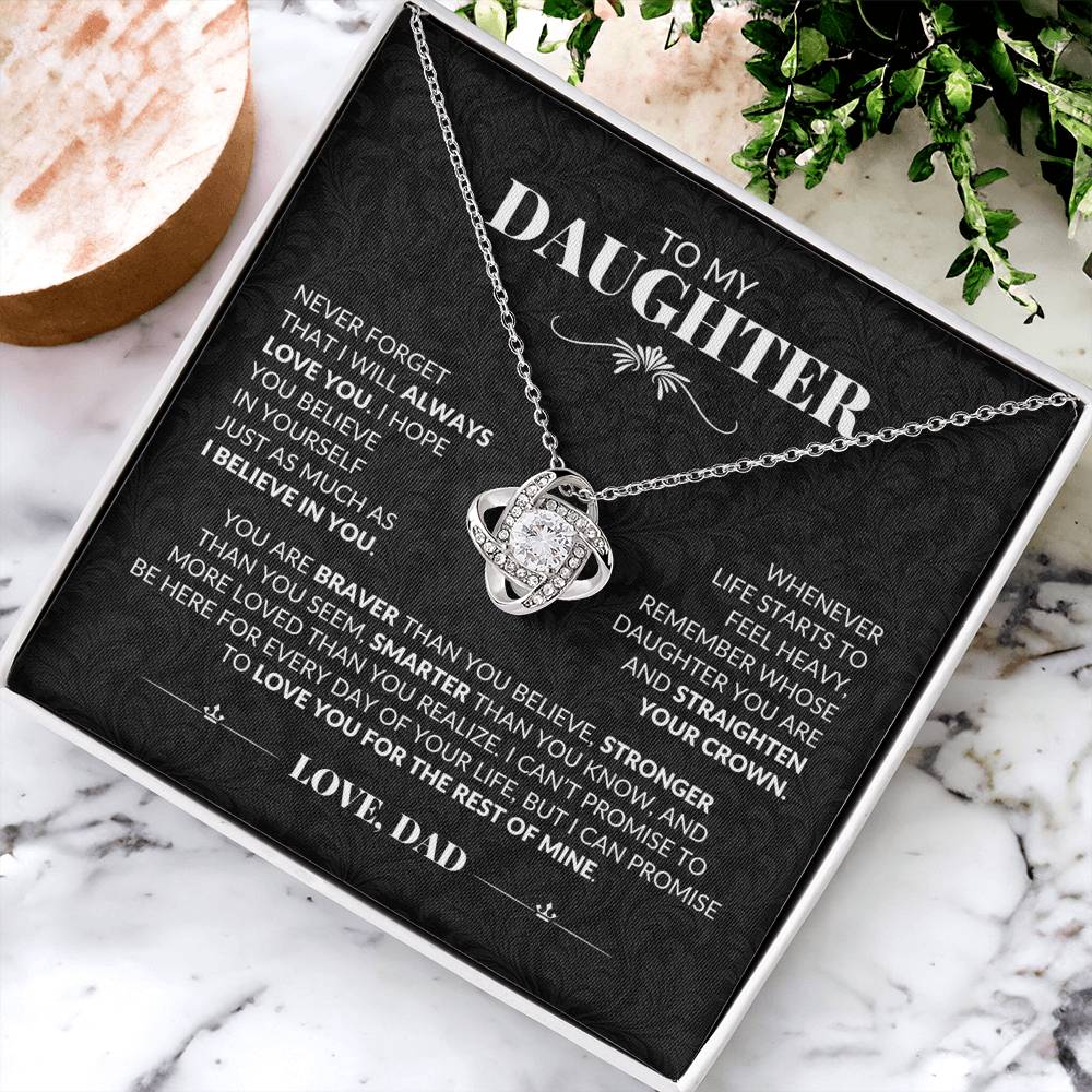 Gift For Daughter From Dad "Never Forget I Love You" Necklace