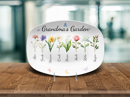 Personalized Grandma's / Mom's Garden Birth Flower Platter