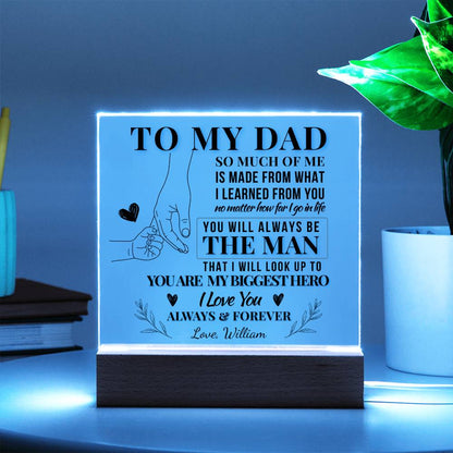 To Dad, My Biggest Hero – Personalized Dad LED Plaque