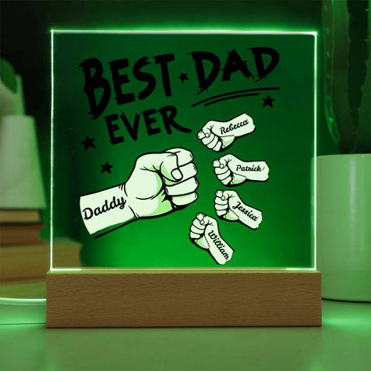 Personalized ‘Best Dad’ Fist Bump Plaque with LED Base