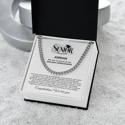 Personalized 2025 Graduation "We Are So Proud" Cuban Link Necklace