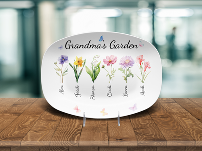 Personalized Grandma's / Mom's Garden Birth Flower Platter