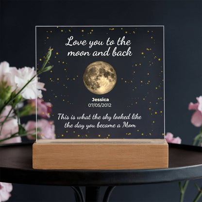 Personalized "The Moon on the Day You Became Mom" LED Acrylic Plaque