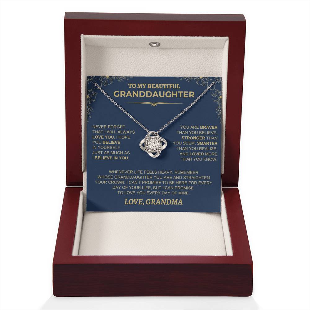 To My Beautiful Granddaughter Necklace | Never Forget (Navy Floral)