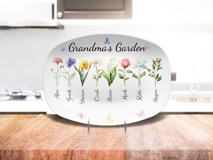 Personalized Grandma's / Mom's Garden Birth Flower Platter