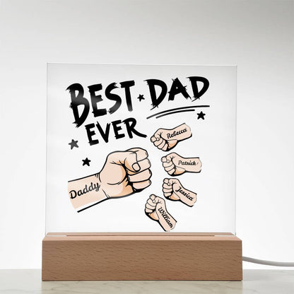 Personalized ‘Best Dad’ Fist Bump Plaque with LED Base