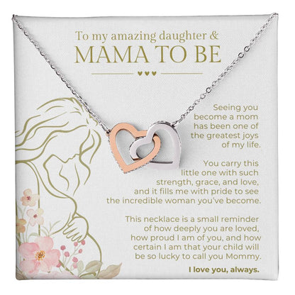 Daughter "Mama to Be" from Parent |Interlocking Hearts Necklace