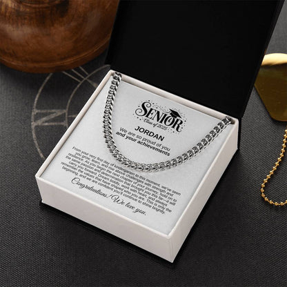 Personalized 2025 Graduation "We Are So Proud" Cuban Link Necklace