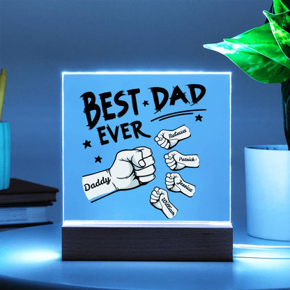 Personalized ‘Best Dad’ Fist Bump Plaque with LED Base