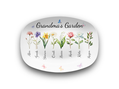 Personalized Grandma's / Mom's Garden Birth Flower Platter