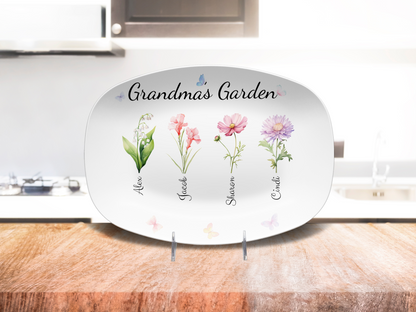 Personalized Grandma's / Mom's Garden Birth Flower Platter