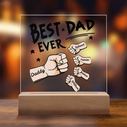 Personalized ‘Best Dad’ Fist Bump Plaque with LED Base