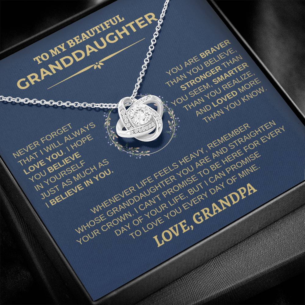 To My Beautiful Granddaughter Necklace |Never Forget (Navy Wreath)