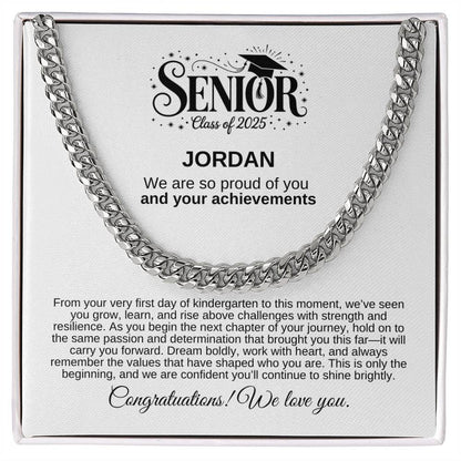 Personalized 2025 Graduation "We Are So Proud" Cuban Link Necklace