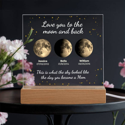 Personalized "The Moon on the Day You Became Mom" LED Acrylic Plaque