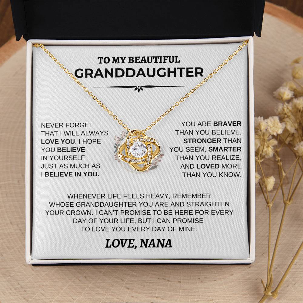 Personalized Granddaughter Necklace | Never Forget (Floral Wreath)