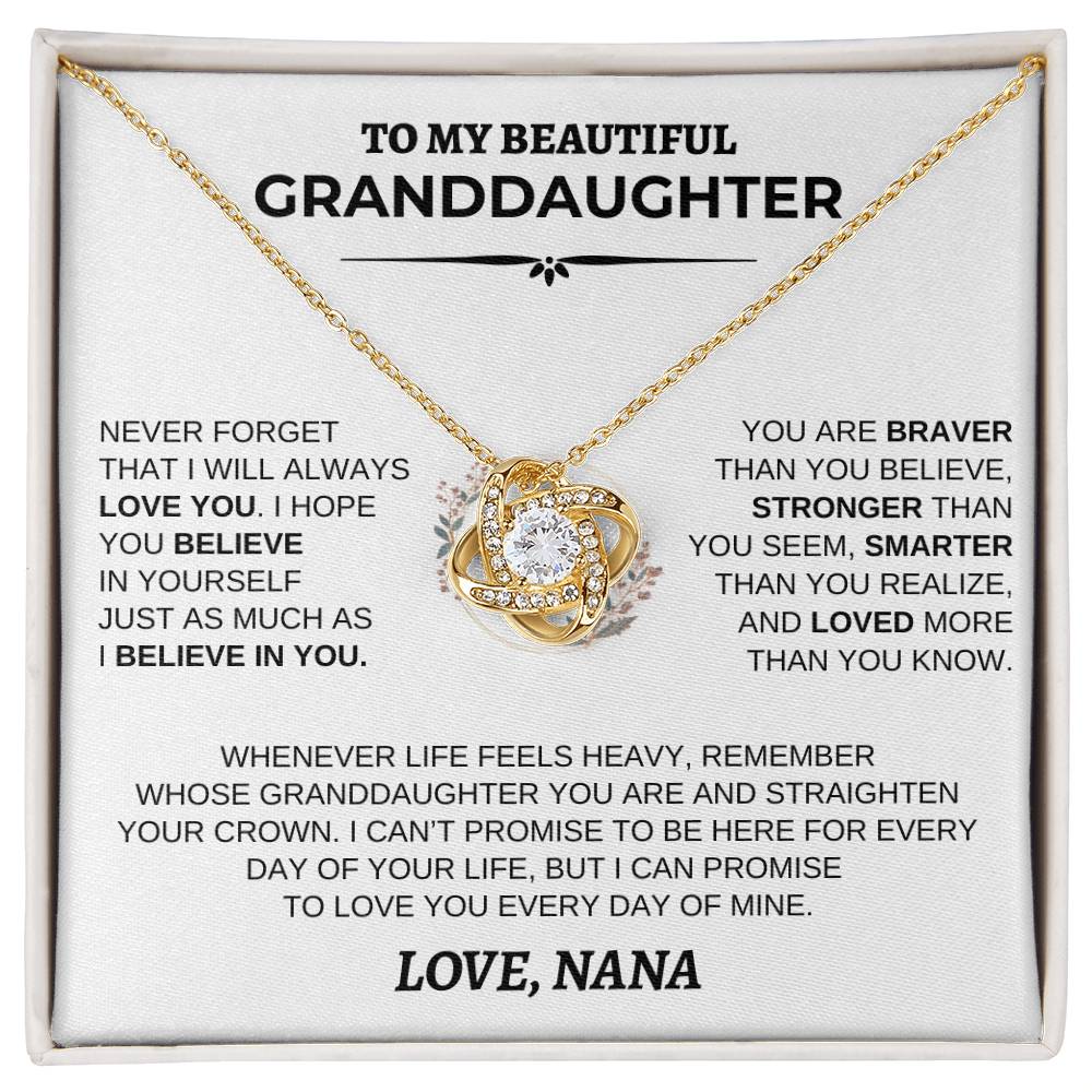 Personalized Granddaughter Necklace | Never Forget (Floral Wreath)