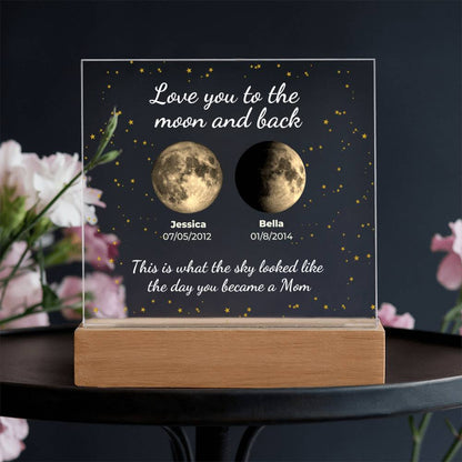 Personalized "The Moon on the Day You Became Mom" LED Acrylic Plaque