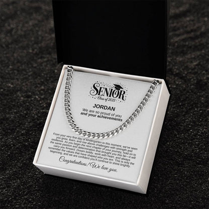 Personalized 2025 Graduation "We Are So Proud" Cuban Link Necklace