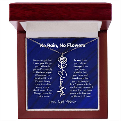 No Rain, No Flowers | Personalized Birth-Flower Name Necklace