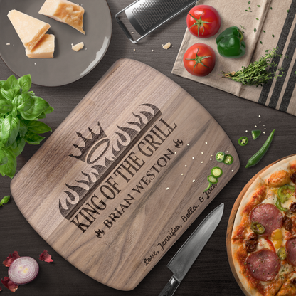 King of the Grill | Personalized Hardwood Oval Cutting Board