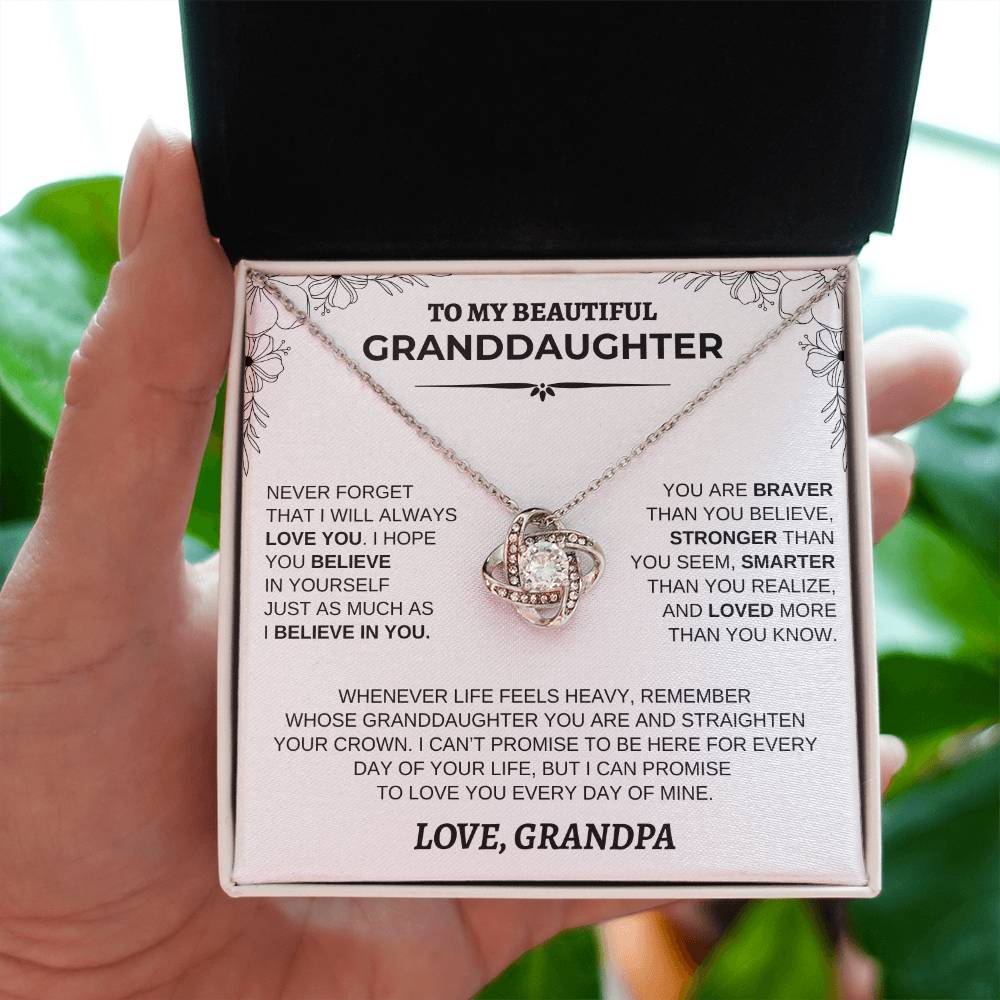 Personalized Granddaughter Necklace | Modern Floral Message Card