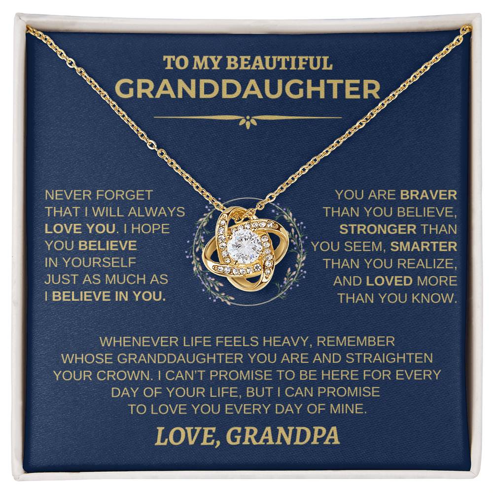 To My Beautiful Granddaughter Necklace |Never Forget (Navy Wreath)