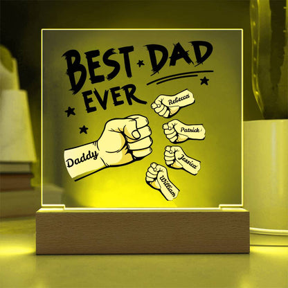 Personalized ‘Best Dad’ Fist Bump Plaque with LED Base